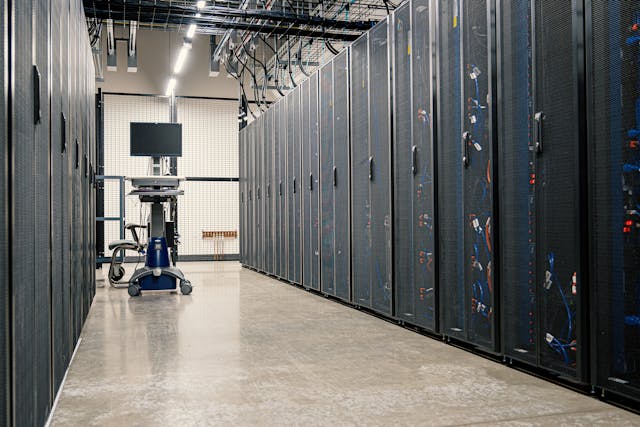 Data center with main frame servers